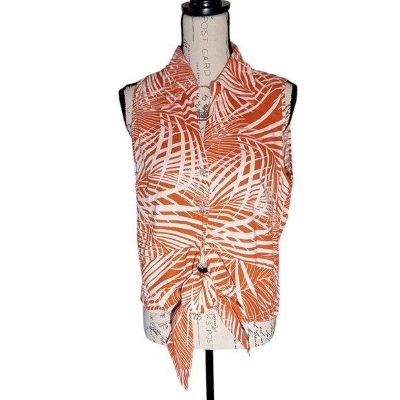 Panama Jack Sleeveless Tie Blouse - Picture 2 of 6